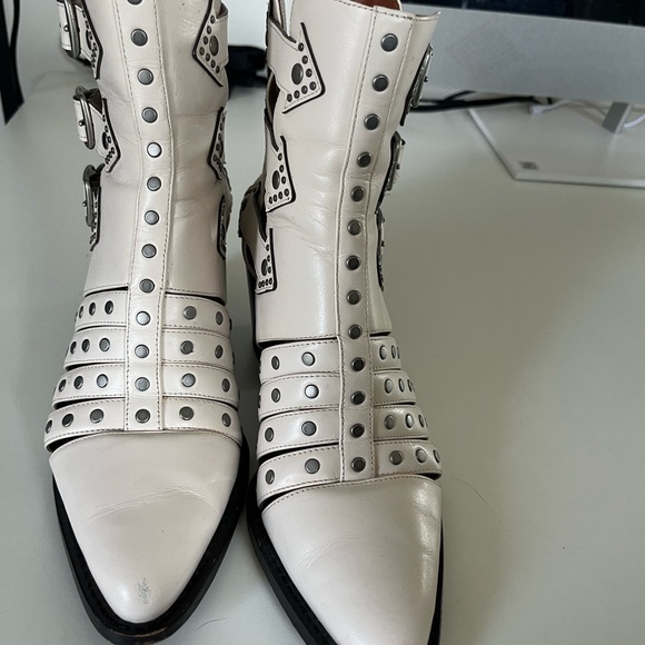 Coach Cream Ankle Boots with Buckle Accents - Picture 2 of 9